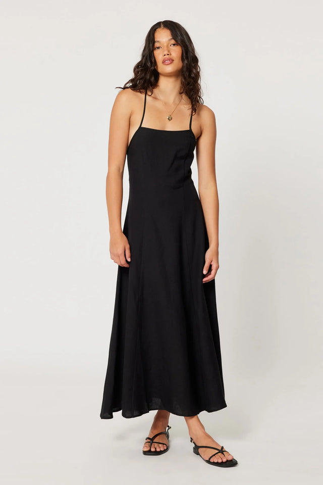 ROLLAS - Dinali Linen Dress Black-Dresses-Rolla's-6/XS-UPTOWN LOCAL