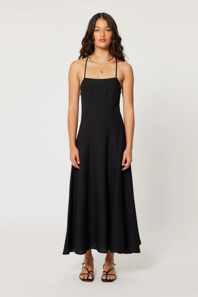 ROLLAS - Dinali Linen Dress Black-Dresses-Rolla's-6/XS-UPTOWN LOCAL