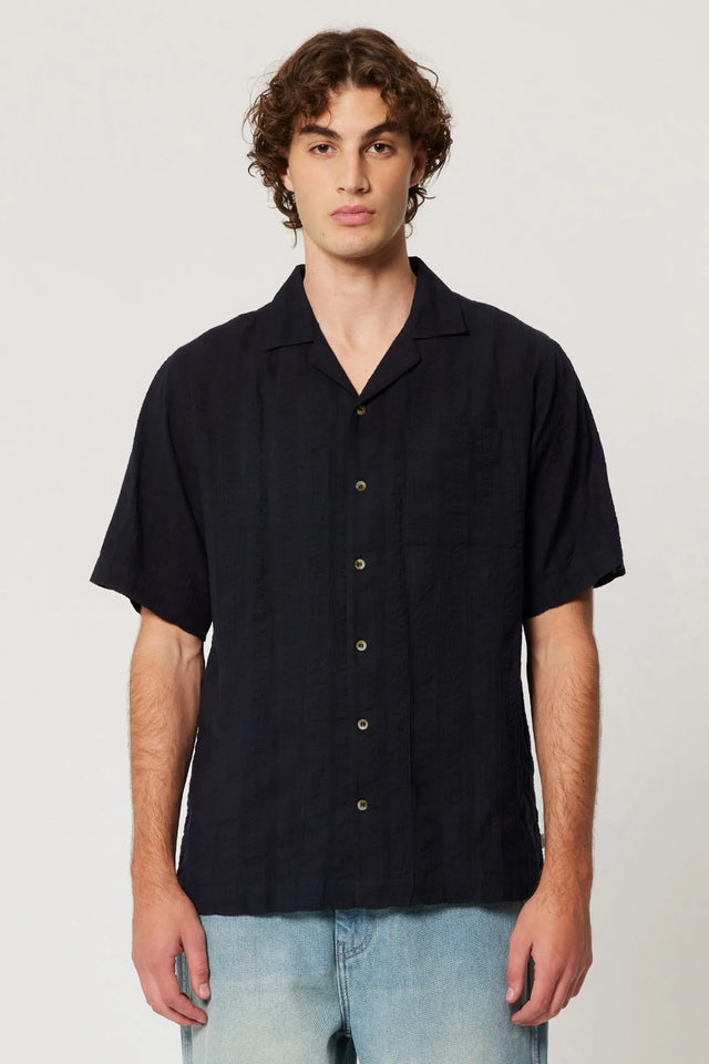 ROLLAS - Bowler Seersucker Shirt Vintage Black-Shirts-Rolla's-S-UPTOWN LOCAL