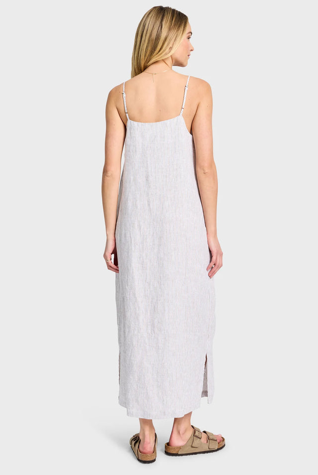 ACADEMY WOMENS - Essential Linen Slip Dress Seasponge Strip-Dresses-Academy Brand Womens-XS-UPTOWN LOCAL