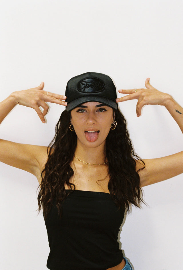 SOMETHING VERY SPECIAL - Spesh Satin Trucker Black-Hats-Something Very Special-UPTOWN LOCAL