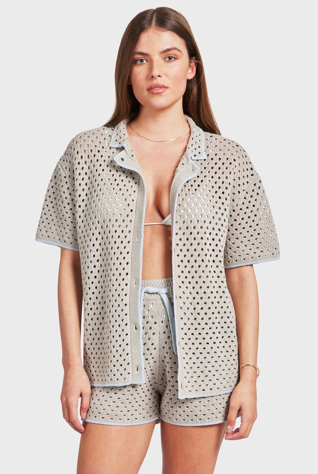 Academy Brand - Farrah Crochet Shirt - Seasponge-Shirts & Tops-Academy Brand-XS-UPTOWN LOCAL