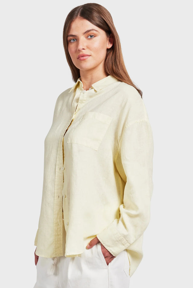 ACADEMY WOMENS - Hampton Linen Shirt Pine Lemon-Shirts-Academy Brand Womens-XS-UPTOWN LOCAL