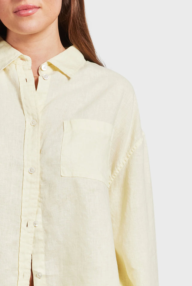 ACADEMY WOMENS - Hampton Linen Shirt Pine Lemon-Shirts-Academy Brand Womens-XS-UPTOWN LOCAL