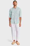 ACADEMY BRAND - Hampton Linen Shirt - Aquamarine-Shirts-Academy Brand-S-UPTOWN LOCAL