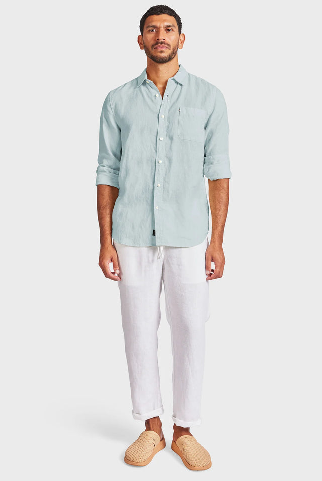 ACADEMY BRAND - Hampton Linen Shirt - Aquamarine-Shirts-Academy Brand-S-UPTOWN LOCAL