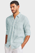 ACADEMY BRAND - Hampton Linen Shirt - Aquamarine-Shirts-Academy Brand-S-UPTOWN LOCAL