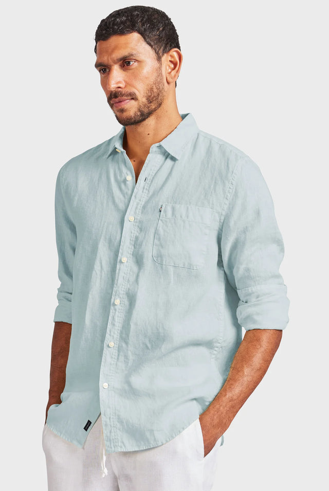 ACADEMY BRAND - Hampton Linen Shirt - Aquamarine-Shirts-Academy Brand-S-UPTOWN LOCAL