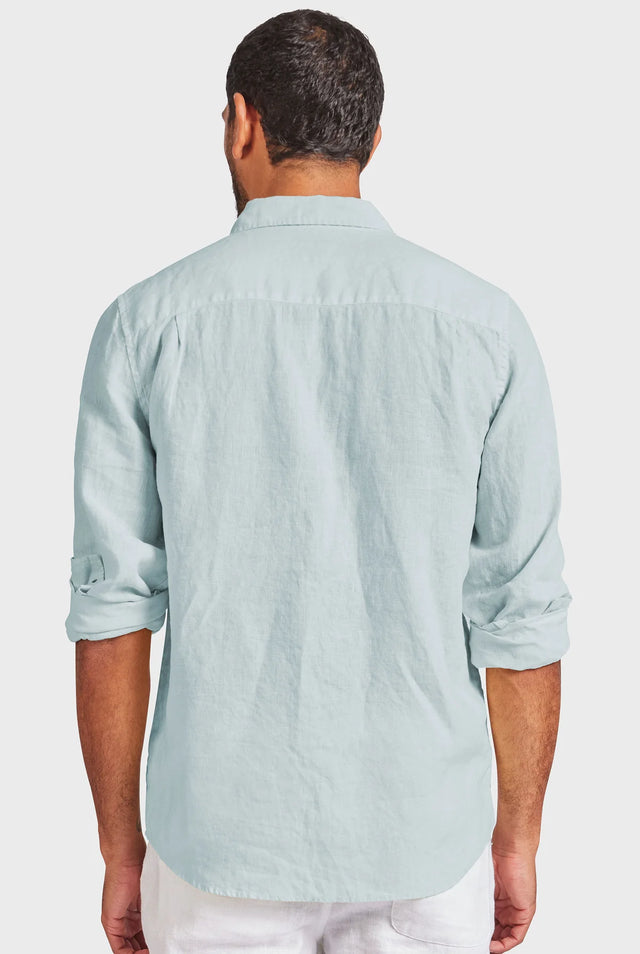 ACADEMY BRAND - Hampton Linen Shirt - Aquamarine-Shirts-Academy Brand-S-UPTOWN LOCAL