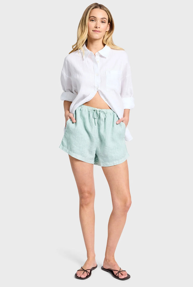 ACADEMY BRAND - Rivera Linen Short - Aquamarine-Shorts-Academy Brand Womens-6-UPTOWN LOCAL