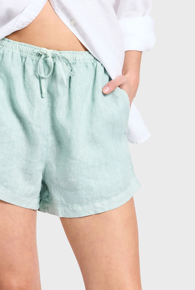 ACADEMY BRAND - Rivera Linen Short - Aquamarine-Shorts-Academy Brand Womens-6-UPTOWN LOCAL