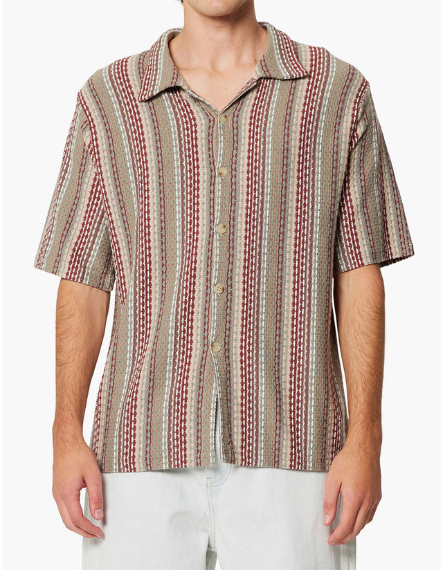 ROLLAS - Crochet Summer Shirt - Multi Stripe-Shirts-Rolla's-S-UPTOWN LOCAL