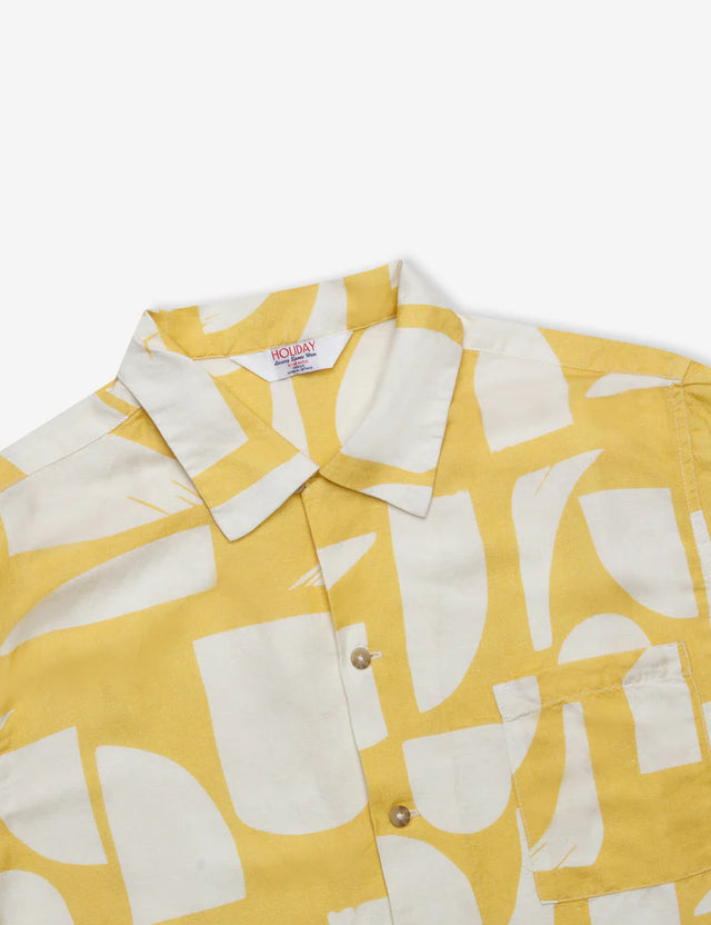 MR SIMPLE - Sunburnt Cuban Bowler Shirt - Natural / Yellow-Shirts-Mr simple-S-UPTOWN LOCAL