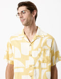 MR SIMPLE - Sunburnt Cuban Bowler Shirt - Natural / Yellow-Shirts-Mr simple-S-UPTOWN LOCAL