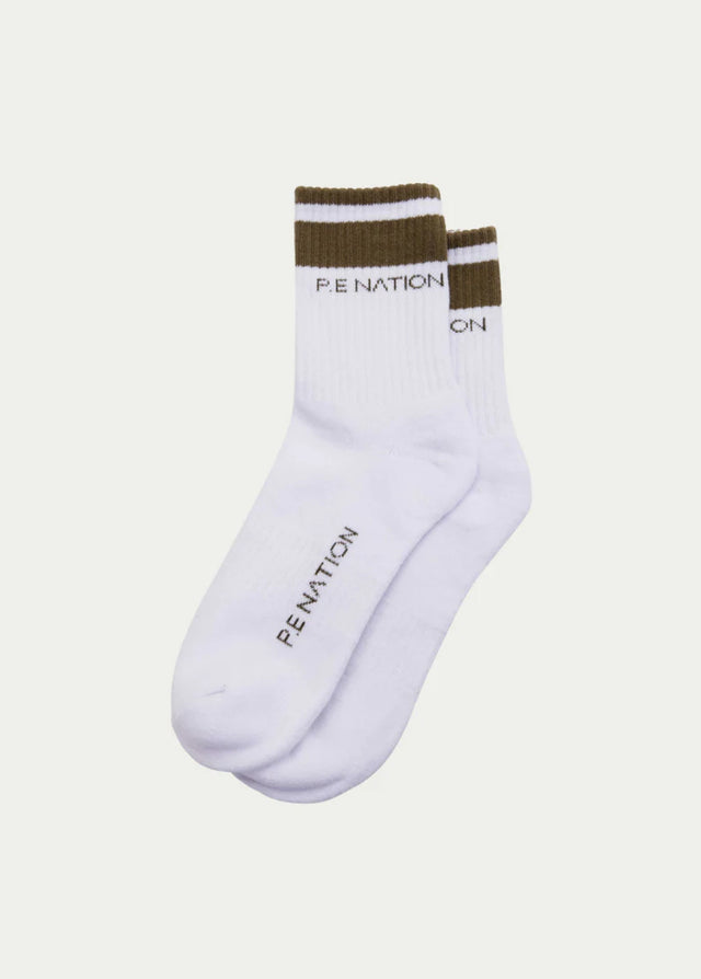 PE NATION - Homage Sock - Khaki / White-Socks-PE Nation-UPTOWN LOCAL