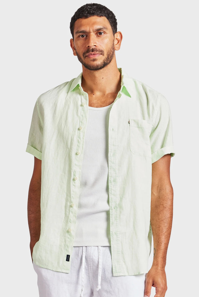 ACADEMY BRAND - Hampton Linen S/S Shirt - Glass Green-Shirts-Academy Brand-S-UPTOWN LOCAL