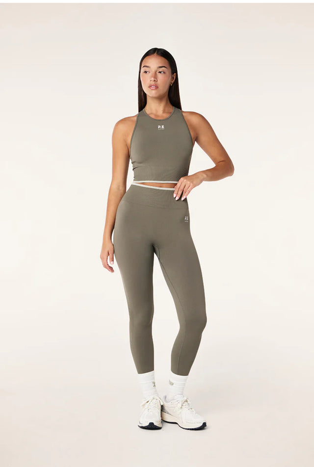 PE NATION - Restore Seamless Legging - Khaki-Activewear-PE Nation-S-UPTOWN LOCAL