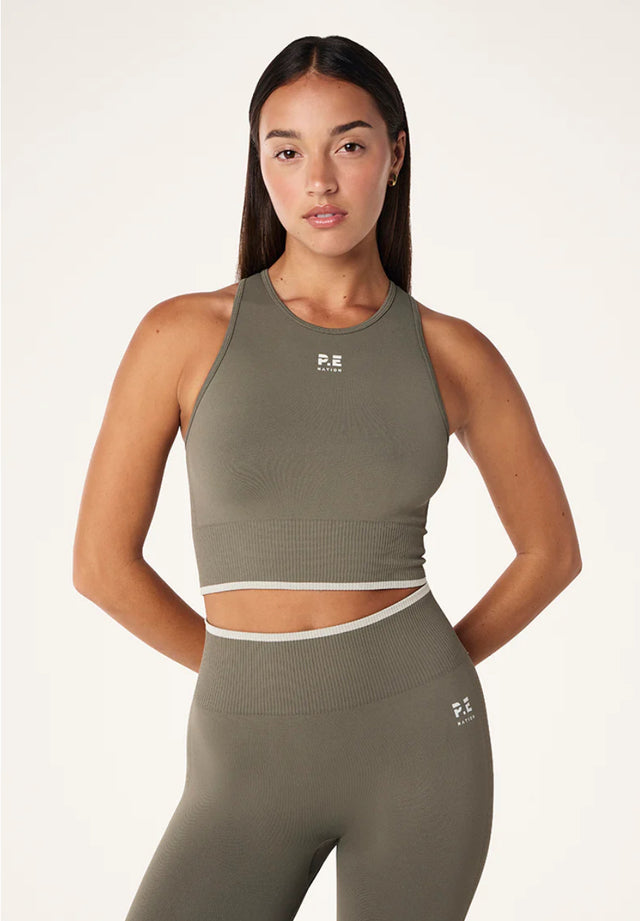 PE NATION - Restore Seamless Legging - Khaki-Activewear-PE Nation-S-UPTOWN LOCAL