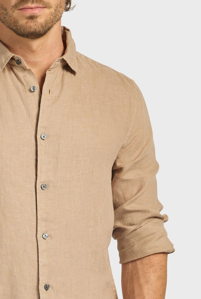 ACADEMY BRAND - Mick Linen Shirt - Otter Tan-Shirts-Academy Brand-S-UPTOWN LOCAL