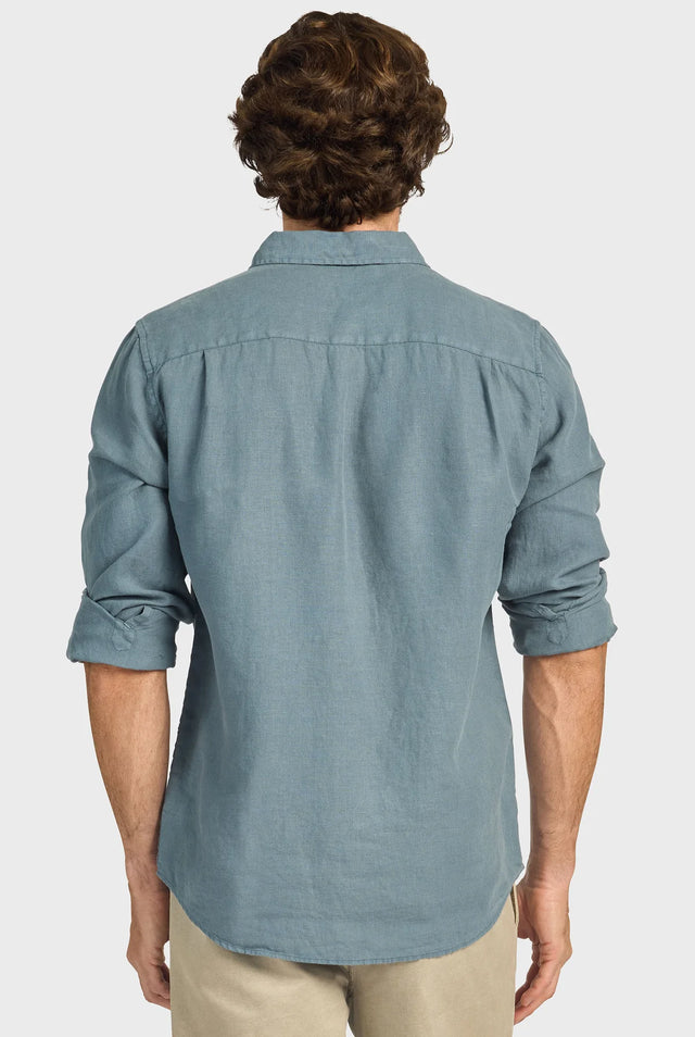 ACADEMY BRAND - Hampton Linen Shirt - Space Blue-Shirts-Academy Brand-S-UPTOWN LOCAL