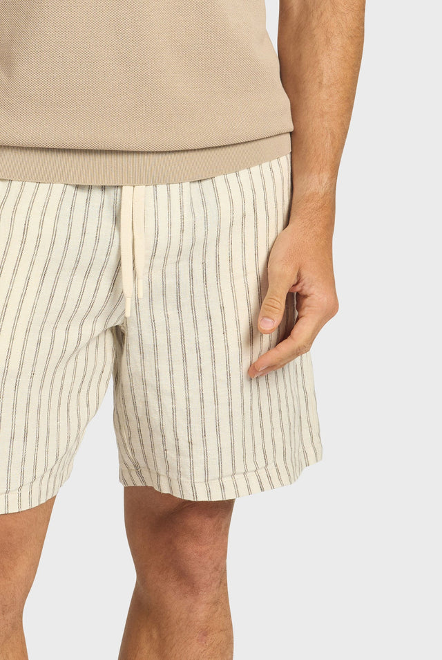 ACADEMY BRAND - Jeff Linen Short - Parchment Stripe-Shorts-Academy Brand-30-UPTOWN LOCAL