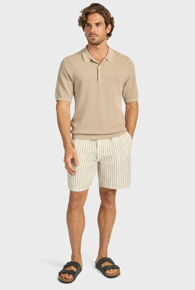 ACADEMY BRAND - Jeff Linen Short - Parchment Stripe-Shorts-Academy Brand-30-UPTOWN LOCAL