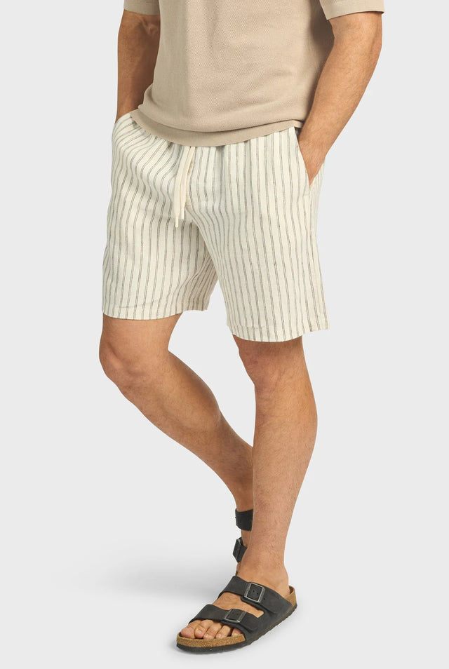 ACADEMY BRAND - Jeff Linen Short - Parchment Stripe-Shorts-Academy Brand-30-UPTOWN LOCAL