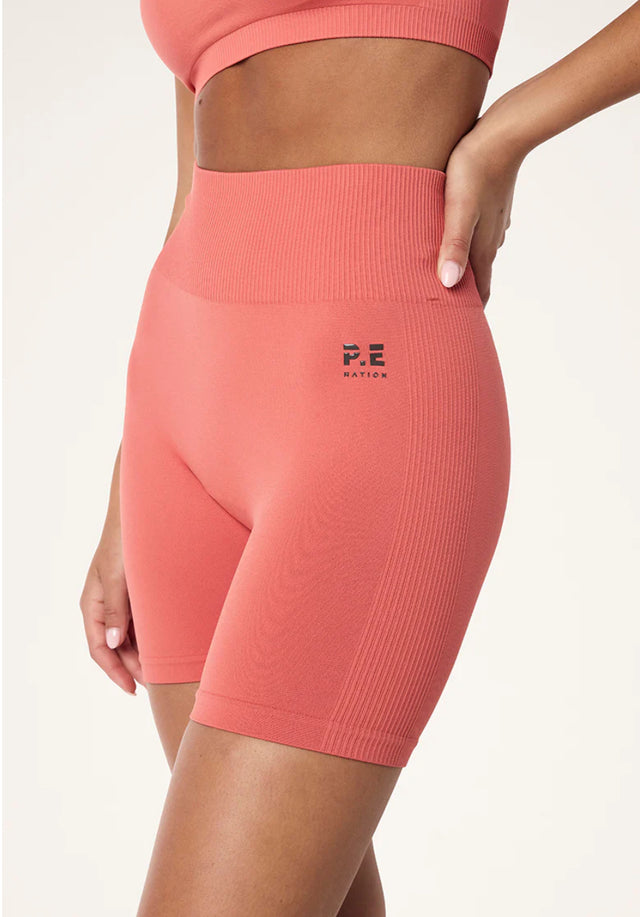 PE NATION - Restore Seamless 5” Bike Short - Brick Red-Activewear-PE Nation-S-UPTOWN LOCAL