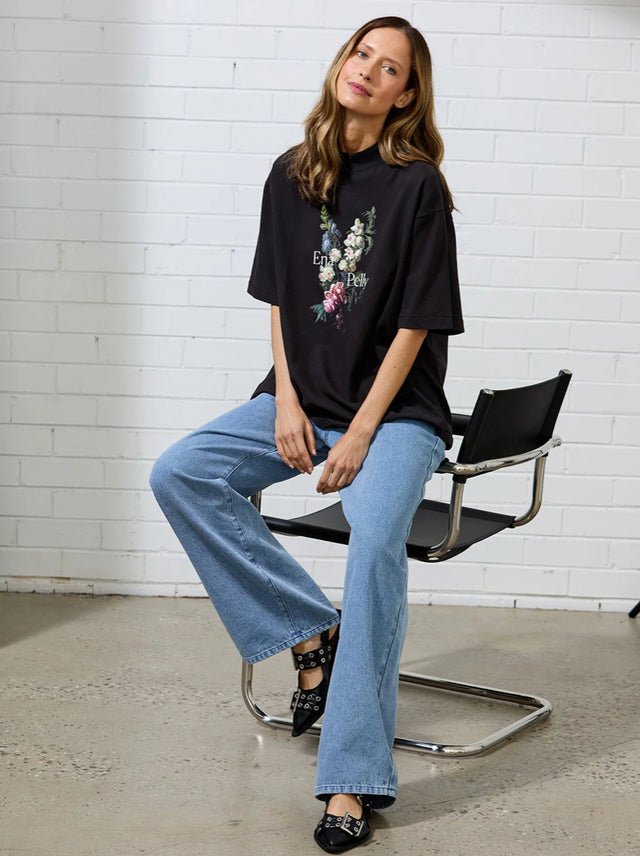 ENA PELLY - Antique Flower Tee - Vintage Black-T-Shirts-ENA PELLY-6-UPTOWN LOCAL