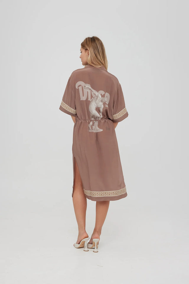 SOMETHING VERY SPECIAL - MSG Disco SS Kimono - Dark Taupe-Dresses-Something Very Special-XS/S-UPTOWN LOCAL