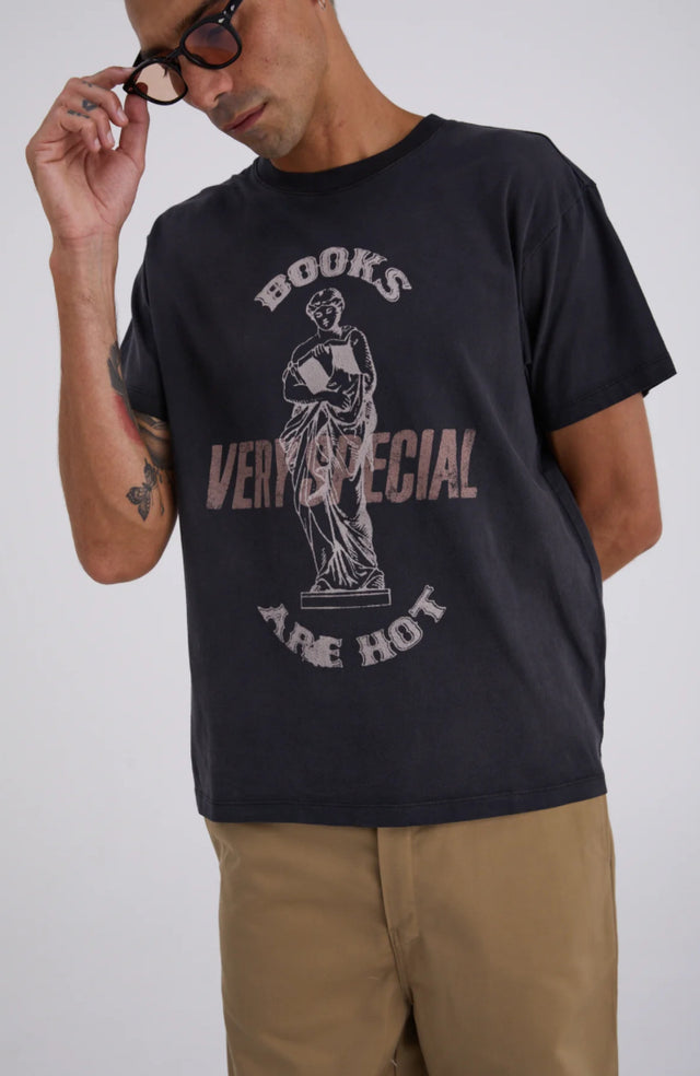 SOMETHING VERY SPECIAL - Books Are Hot Graphic Tee - Washed Black