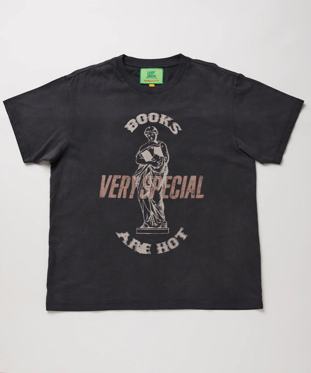 SOMETHING VERY SPECIAL - Books Are Hot Graphic Tee - Washed Black-T-Shirts-Something Very Special-S-UPTOWN LOCAL