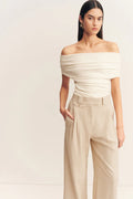 SHONA JOY - Newman High Waisted Pant - Parchment-Pants-Shona Joy-6-UPTOWN LOCAL