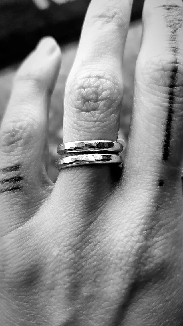 Enni Stacker Ring - Sterling Silver '1/2 Round' 3mm Band-Jewellery-Málm Adorn-M-UPTOWN LOCAL