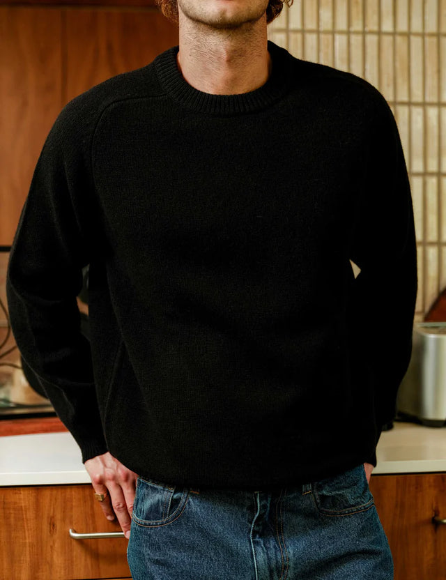 MR SIMPLE - Fred Crew Wool Knit - Black-Sweaters-Mr. Simple-S-UPTOWN LOCAL