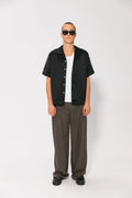 SOMETHING VERY SPECIAL - Jacquard Satin Resort Shirt - Black-Shirts & Tops-Something Very Special-S-UPTOWN LOCAL