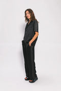 SOMETHING VERY SPECIAL - Jacquard Satin Vacay Pant - Black-Pants-Something Very Special-XS-UPTOWN LOCAL