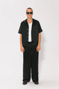 SOMETHING VERY SPECIAL - Jacquard Satin Vacay Pant - Black-Pants-Something Very Special-XS-UPTOWN LOCAL