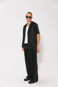 SOMETHING VERY SPECIAL - Jacquard Satin Vacay Pant - Black-Pants-Something Very Special-XS-UPTOWN LOCAL