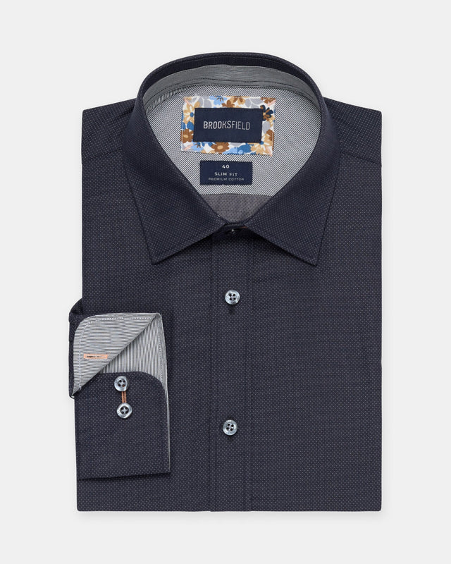 BROOKSFIELD - Luxe Slim Fit Business Shirt - Charcoal-Shirts-Brooksfield-40-UPTOWN LOCAL