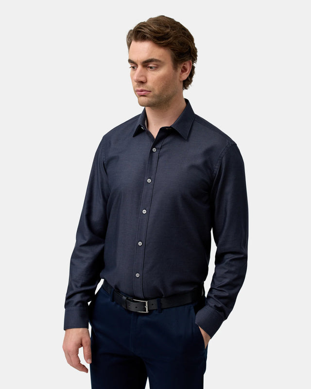 BROOKSFIELD - Luxe Slim Fit Business Shirt - Charcoal-Shirts-Brooksfield-40-UPTOWN LOCAL