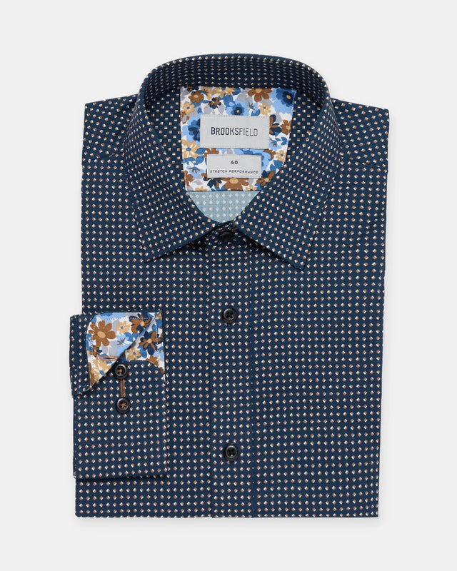 BROOKSFIELD - Stretch Performance Reg Fit - Black/Navy-Shirts-Brooksfield-40-UPTOWN LOCAL