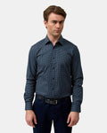 BROOKSFIELD - Stretch Performance Reg Fit - Black/Navy-Shirts-Brooksfield-40-UPTOWN LOCAL