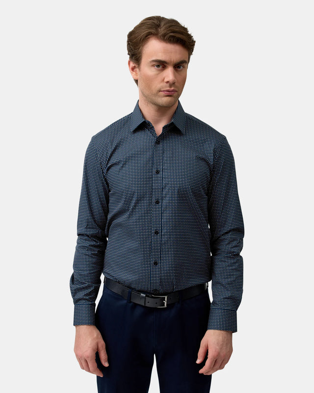 BROOKSFIELD - Stretch Performance Reg Fit - Black/Navy-Shirts-Brooksfield-40-UPTOWN LOCAL