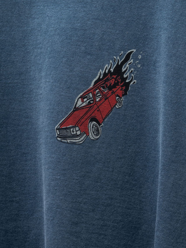 NUDIE JEANS - Roy Basement Tracks T-Shirt - Blue-T-Shirts-Nudie Jeans-S-UPTOWN LOCAL