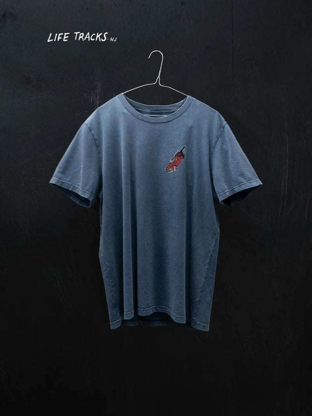 NUDIE JEANS - Roy Basement Tracks T-Shirt - Blue-T-Shirts-Nudie Jeans-S-UPTOWN LOCAL