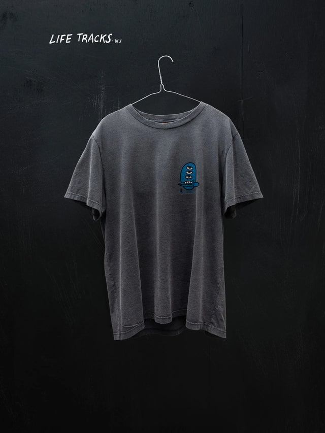 NUDIE JEANS - Roy Raw Tracks T-shirt - Antracite-T-Shirts-Nudie Jeans-S-UPTOWN LOCAL