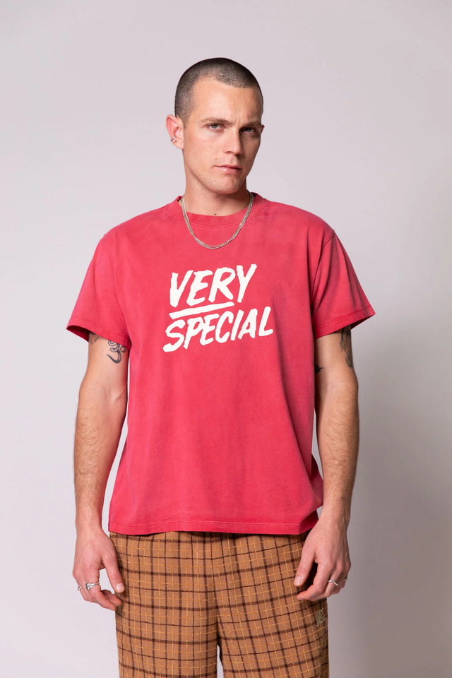 SOMETHING VERY SPECIAL - Stacked Logo - Washed Red-tee-Something Very Special-S-UPTOWN LOCAL