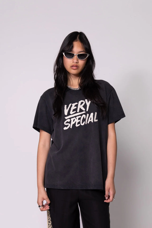 SOMETHING VERY SPECIAL - Stacked Logo - Washed Black-tee-Something Very Special-S-UPTOWN LOCAL