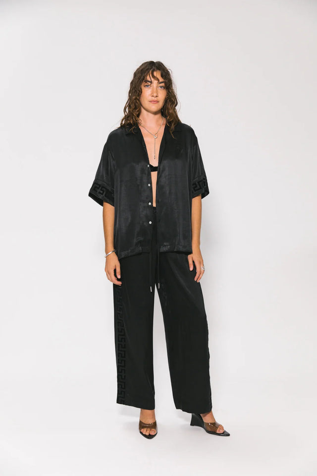 SOMETHING VERY SPECIAL - Geo Resort Shirt - Black Panel-Shirts-Something Very Special-XS-UPTOWN LOCAL